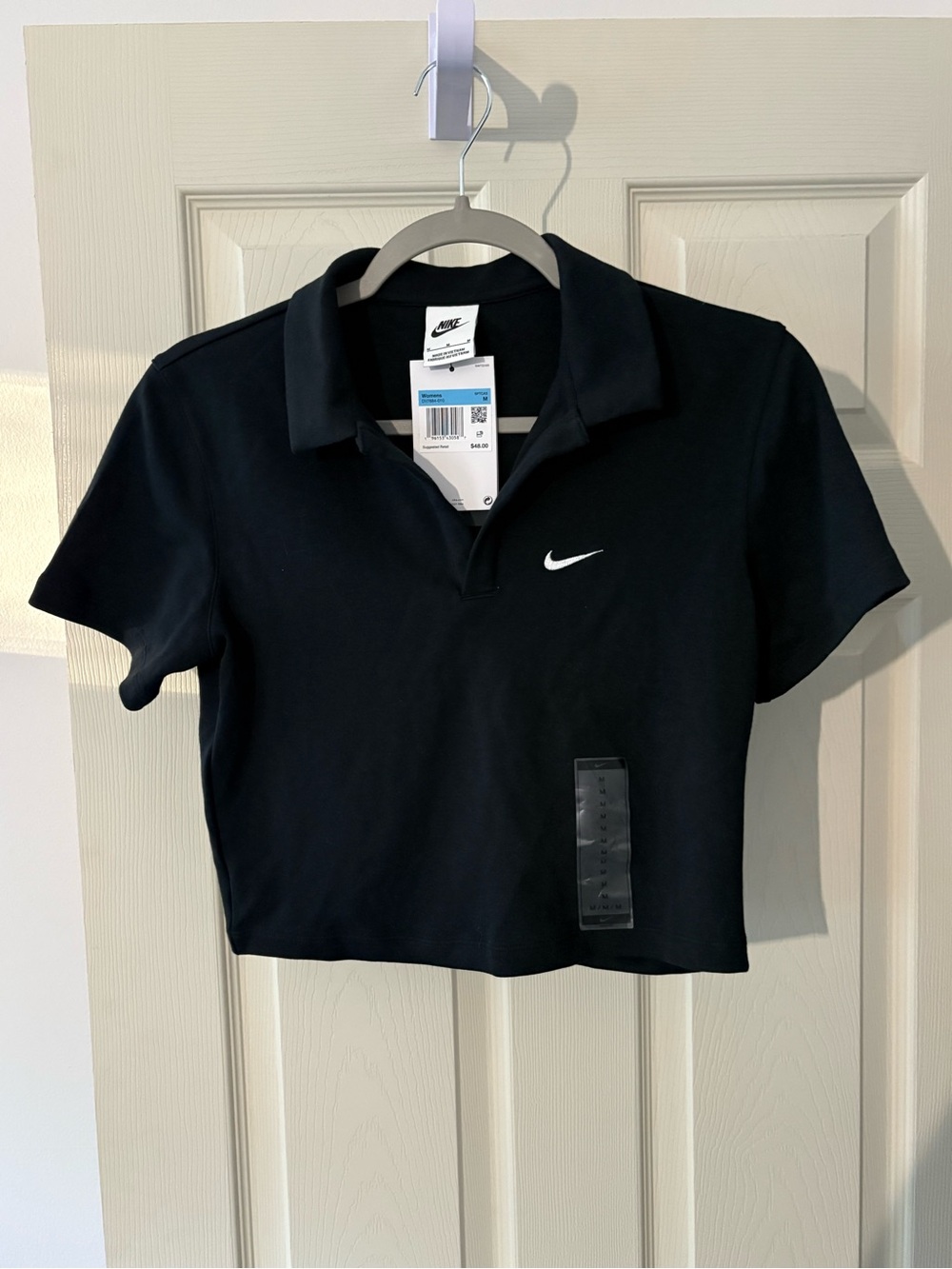 NWT Nike black cropped polo shirt